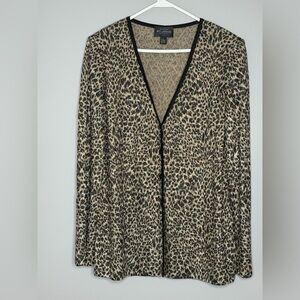 St. John Boutiques Women’s Medium Leopard Knit Metallic Cardigan Sweater Luxury